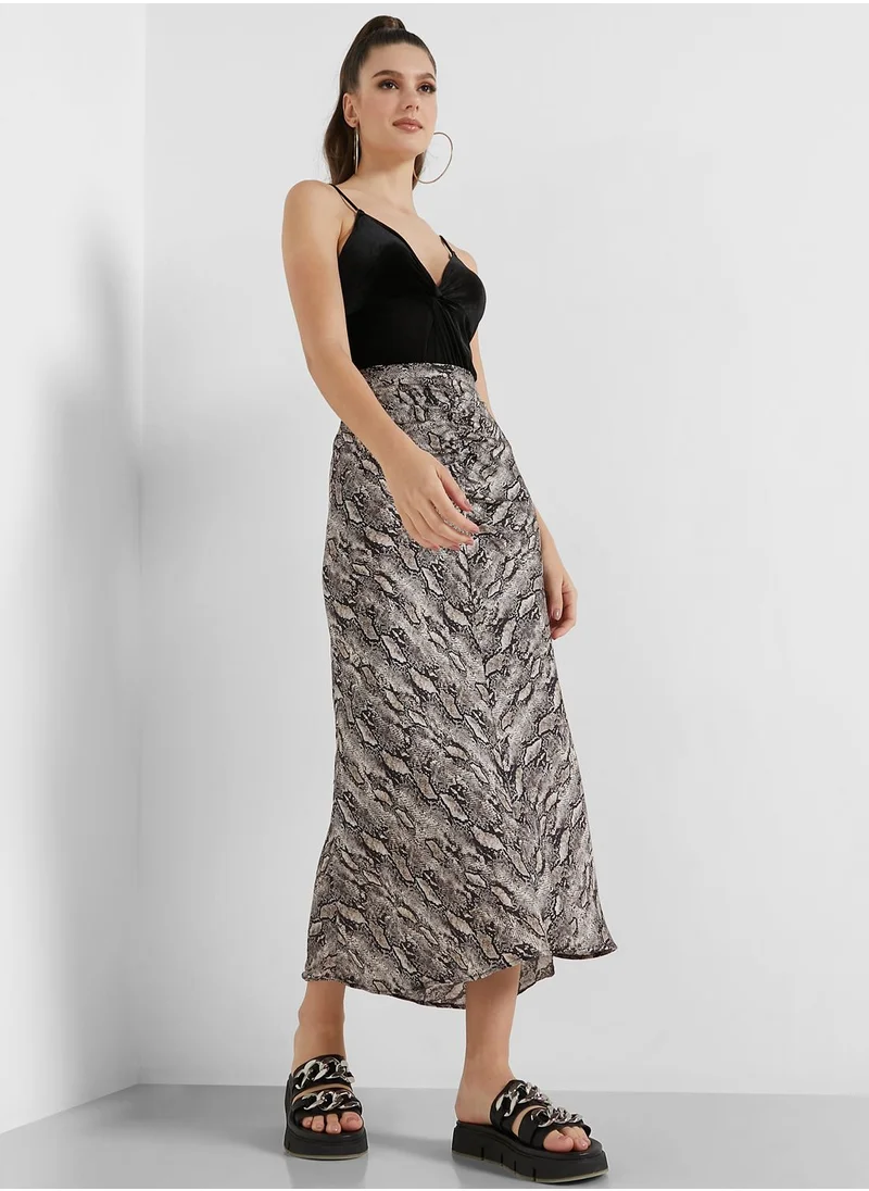 TOPSHOP Ruched Detail Printed Skirt