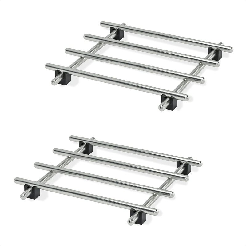 2 Pcs Metal Trivets for Hot Dishes  Stainless Steel Trivet Set  7 x 7 Heat  RustResistant  Rubber AntiSlip Feet for Countertops  Tables  Protects Surfaces from Hot Pots Pans and Bakeware