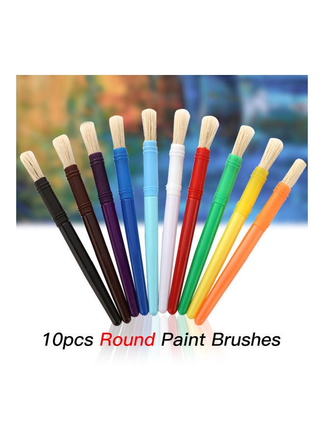 NIBEMINENT 10-Piece Round Tip Colorful Paint Brushes Set Multicolour - Image 4