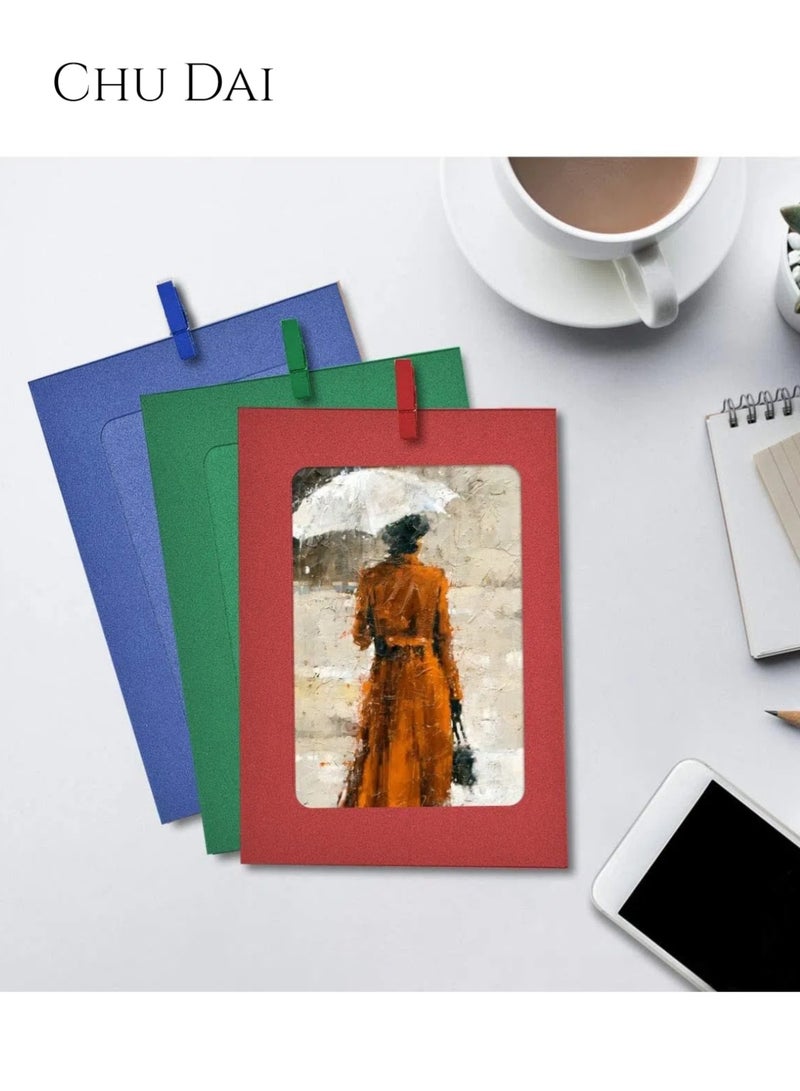 تشو داي ١٠ قطع - إطار صور من ورق الكرافت، مقاس ٧.٢ × ٩ سم، إطارات صور "اصنعها بنفسك" مع مشابك خشبية وخيوط من الجوت، مناسبة لديكور الحائط المنزلي والمكتبي (١٠ ألوان، ٢.٨ × ٣.٥ بوصة، ١٠ قطع) - Image 4