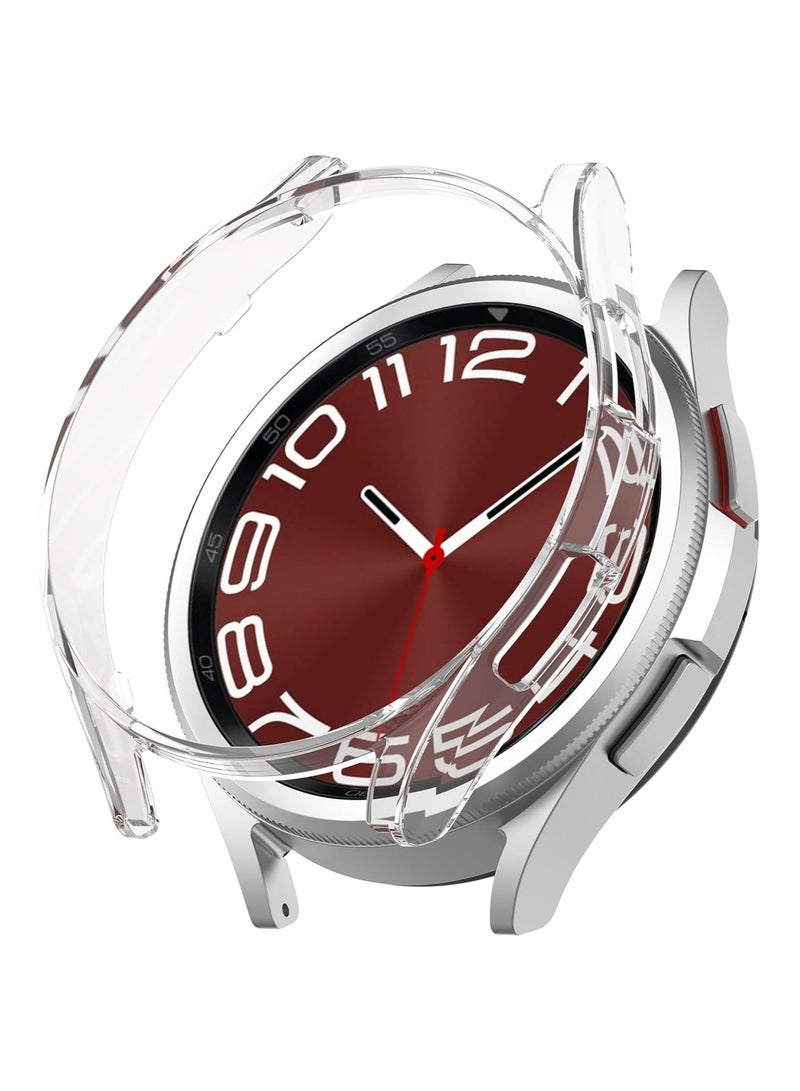 Soft Silicone Case For Samsung Galaxy Watch 6 Classic 43mm Hollow Half Coverage Shockproof Cover (Clear) - Image 1