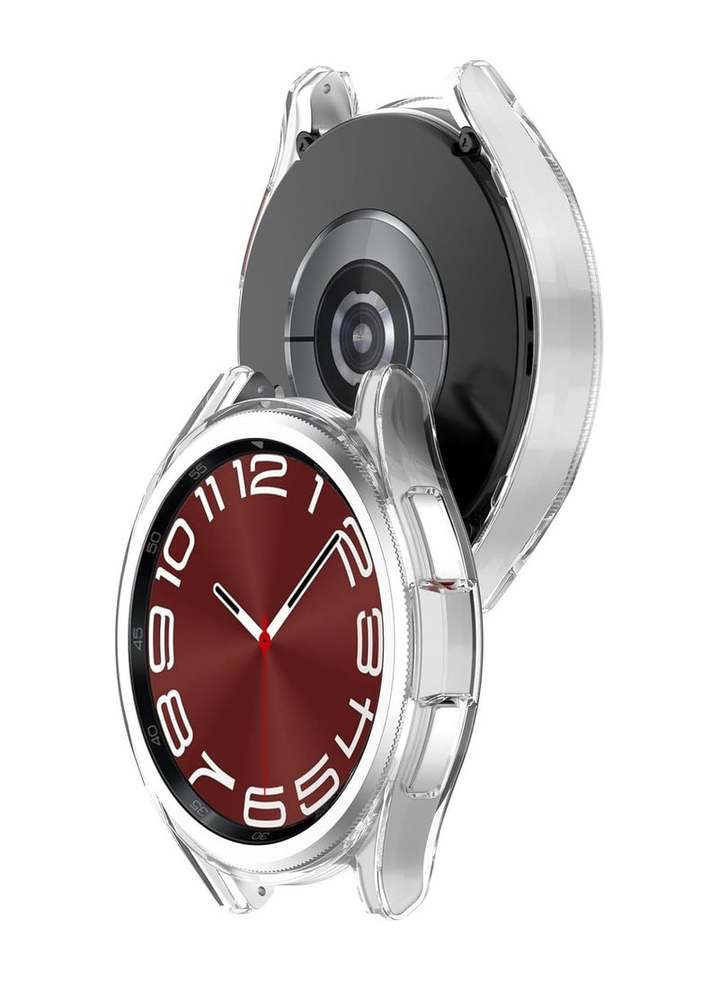 Soft Silicone Case For Samsung Galaxy Watch 6 Classic 43mm Hollow Half Coverage Shockproof Cover (Clear) - Image 3