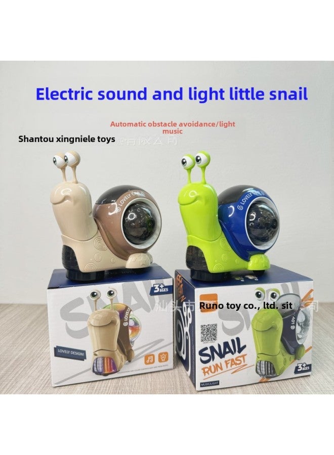 Loquat Electric Toys Cartoon Universal Projection Swing Nod Small Snail Car Music Light Children's Toys Wholesale-Color:Orange-induction Crab 【rechargeable Version】 English - Image 3