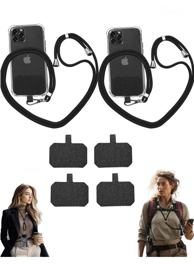 SahlTech 2-Piece Phone Lanyard, Versatile Shoulder Neck Strap, Multi-Functional Nylon Patch, Adjustable Strap for Shoulder or Neck, Fits Most Smartphones, 4 Adhesive Pads (Black) - Image 1
