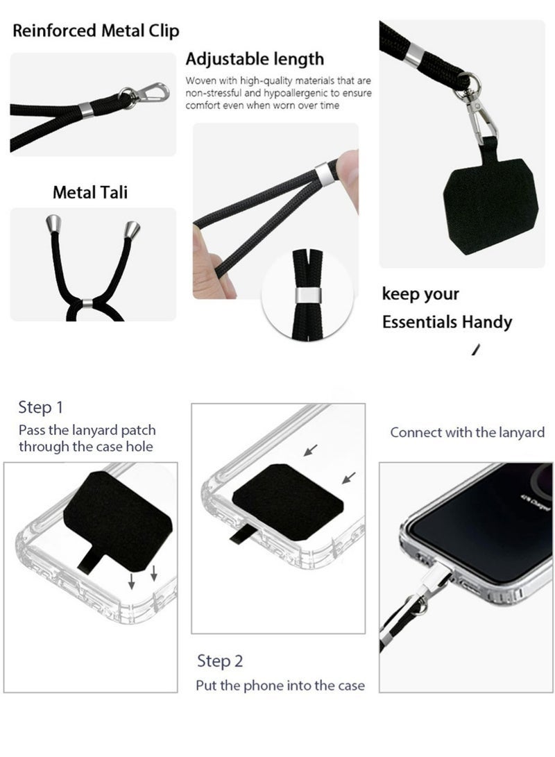 SahlTech 2-Piece Phone Lanyard, Versatile Shoulder Neck Strap, Multi-Functional Nylon Patch, Adjustable Strap for Shoulder or Neck, Fits Most Smartphones, 4 Adhesive Pads (Black) - Image 2