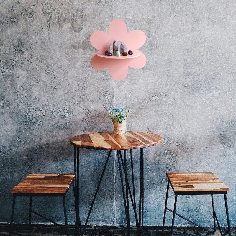 Flower Plant Wall Shelf Wooden Wall Sign, Cute Small Floating Shelves for Wall Decor Display Shelf for Bedroom Bathroom Living Room - Image 2