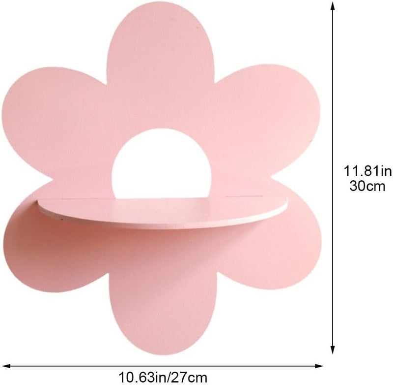 Flower Plant Wall Shelf Wooden Wall Sign, Cute Small Floating Shelves for Wall Decor Display Shelf for Bedroom Bathroom Living Room - Image 3