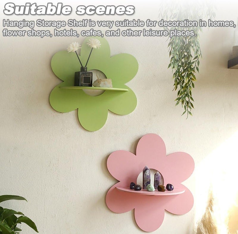 Flower Plant Wall Shelf Wooden Wall Sign, Cute Small Floating Shelves for Wall Decor Display Shelf for Bedroom Bathroom Living Room - Image 5