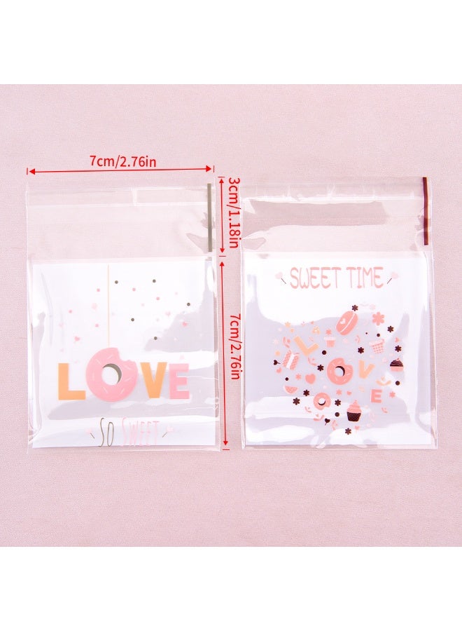 سيستار عبوة من 100 كيس قابلة لإعادة الإغلاق - أكياس هدايا مزخرفة مقاس 7 سم × 10 سم للحلوى والبسكويت والمعجنات (آمنة غذائيًا وقابلة لإعادة الاستخدام) - Image 3