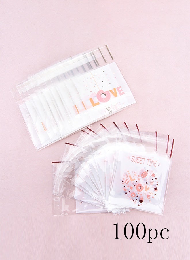 سيستار عبوة من 100 كيس قابلة لإعادة الإغلاق - أكياس هدايا مزخرفة مقاس 7 سم × 10 سم للحلوى والبسكويت والمعجنات (آمنة غذائيًا وقابلة لإعادة الاستخدام) - Image 1