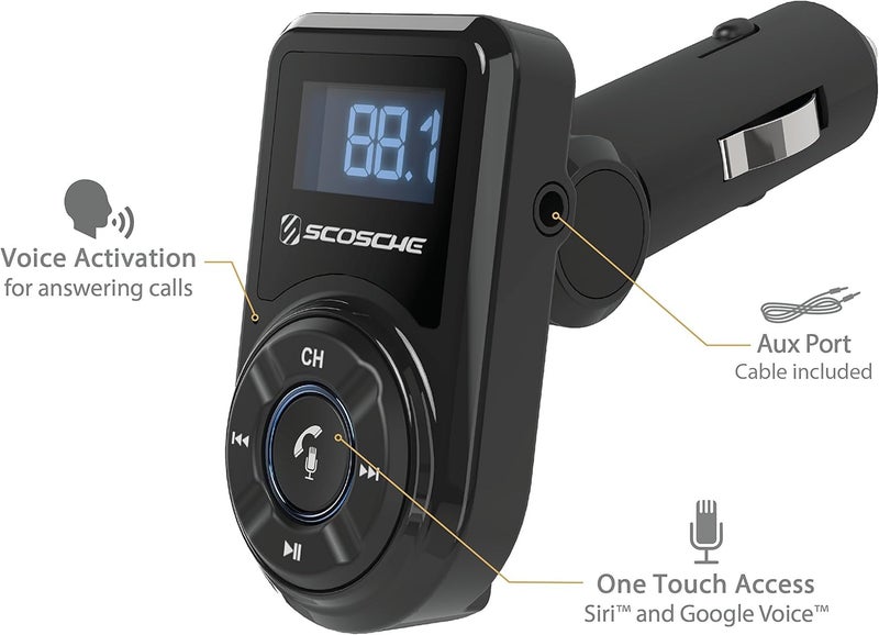 Scosche BTFM3 BTFREQ Universal Bluetooth Hands-Free Car Kit with Digital FM Transmitter and 10-Watt USB Car Charger - Black - Image 2