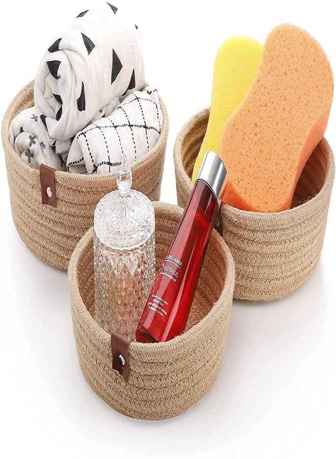 Nishomes Jute Mini Rope Storage Natural Handwoven Jute Shelf Basket For Your Home & Kitchen (Small,Medium,Large) - Pack of 3 - Image 4