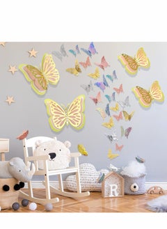 Excefore 3D Butterfly Wall Decor 4Pcs 12" Large Gold for Birthday Party Decorations Cake Decorations, Removable Stickers Room Kids Nursery Wedding Decor(Gold)  - Image 4