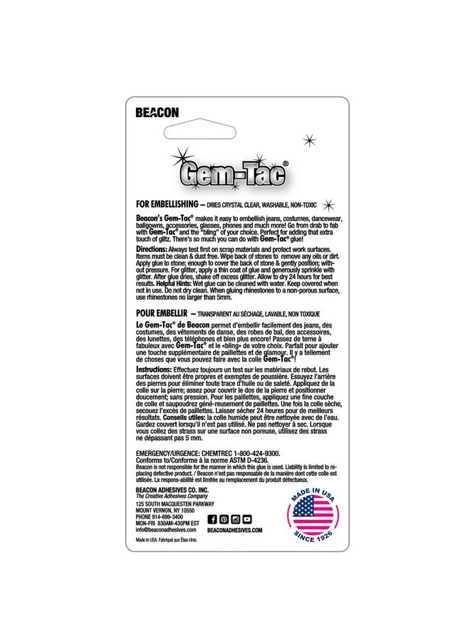 BEACON Gem-Tac Premium Quality Adhesive for Securely Bonding Rhinestones and Gems - Water-Based, UVA Resistant, 4-Ounce - Image 3