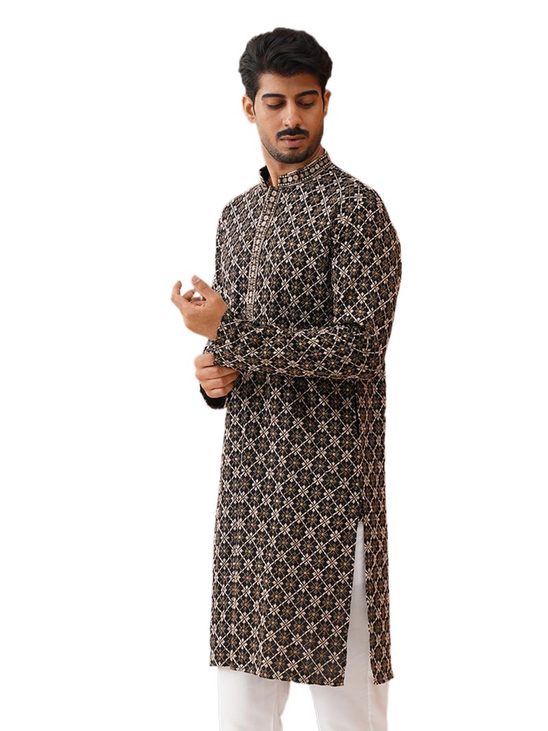 jompers قمصان جومبرز المطرزة بنمط هندسي للرجال من قماش الرايون المريح - Image 1