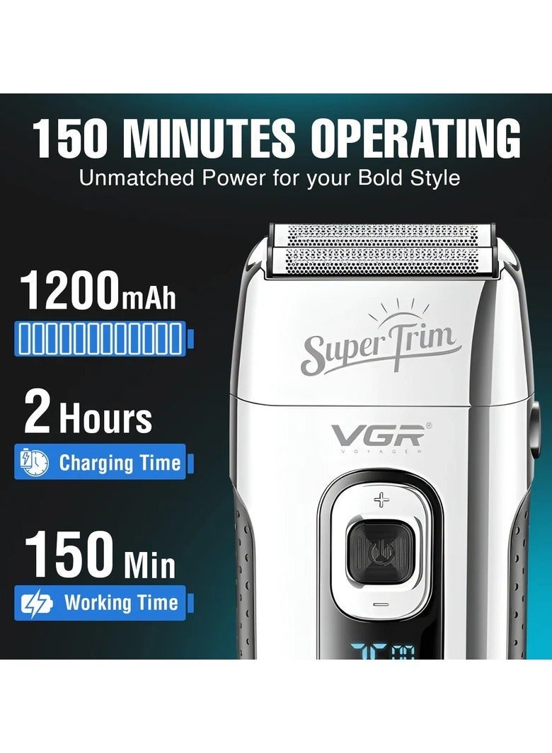 VGR Vertical Shaver (Model V-332), Dual Chip, LED Display, USB Charging, Silver Color. silver - Image 5