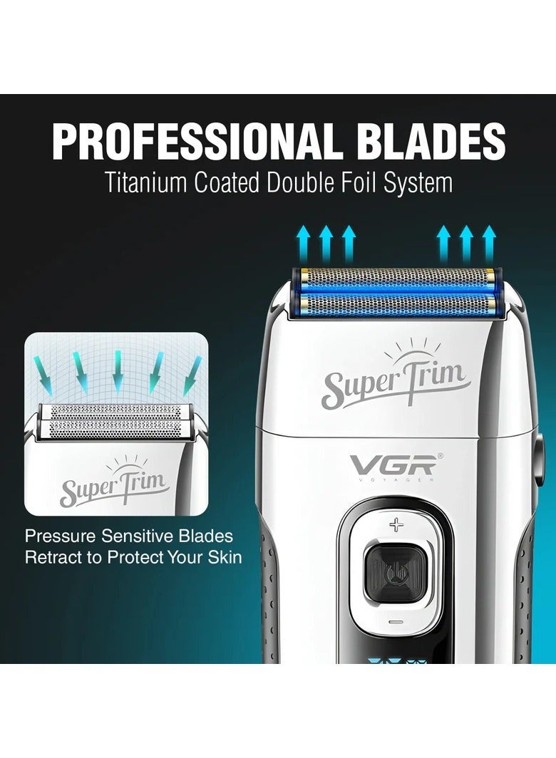 VGR Vertical Shaver (Model V-332), Dual Chip, LED Display, USB Charging, Silver Color. silver - Image 3