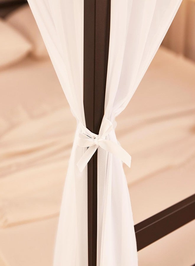Akiky White Canopy Bed Curtains 4 Corner Bed Canopies Voile Sheer Canopy Curtains Panel 8 Drapery Panel Curtain for All Bed Sizes - Image 4