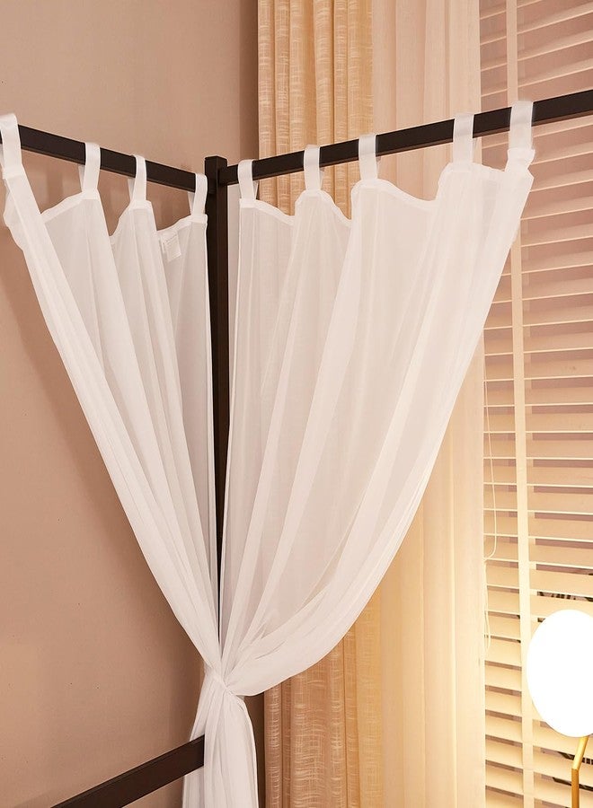 Akiky White Canopy Bed Curtains 4 Corner Bed Canopies Voile Sheer Canopy Curtains Panel 8 Drapery Panel Curtain for All Bed Sizes - Image 3