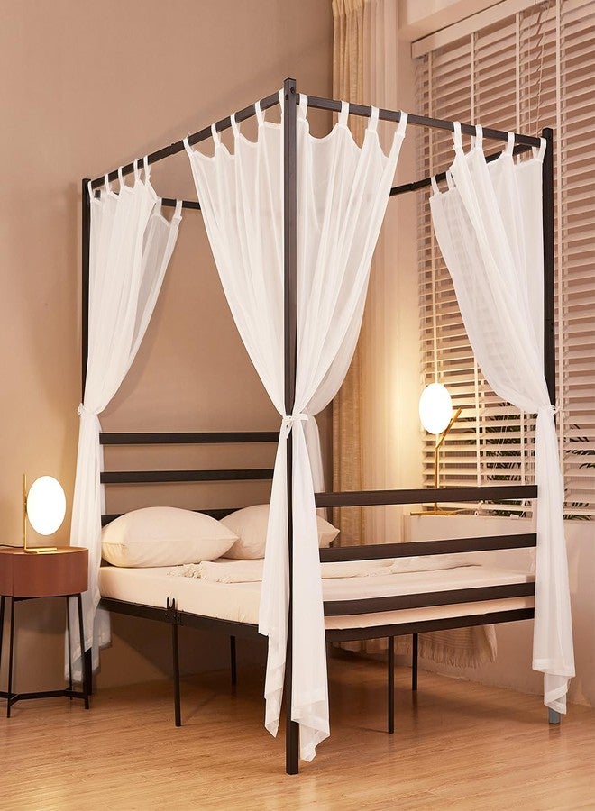 Akiky White Canopy Bed Curtains 4 Corner Bed Canopies Voile Sheer Canopy Curtains Panel 8 Drapery Panel Curtain for All Bed Sizes - Image 2