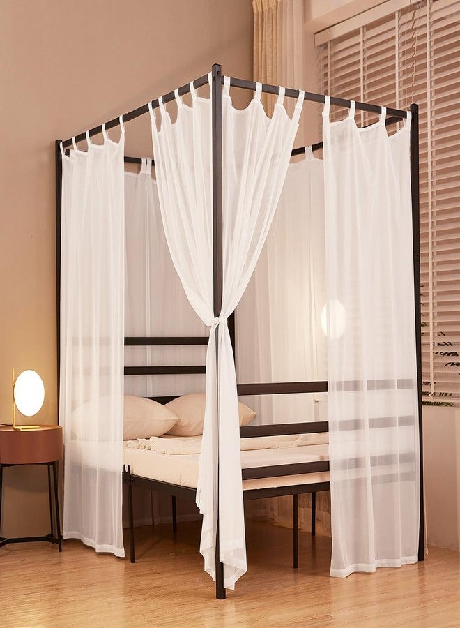 Akiky White Canopy Bed Curtains 4 Corner Bed Canopies Voile Sheer Canopy Curtains Panel 8 Drapery Panel Curtain for All Bed Sizes - Image 1