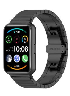 Stainless Steel Metal Strap for Huawei Watch Fit 2 - Ultra-Thin, Durable, Adjustable Replacement Band with Folding Clasp - Black Color