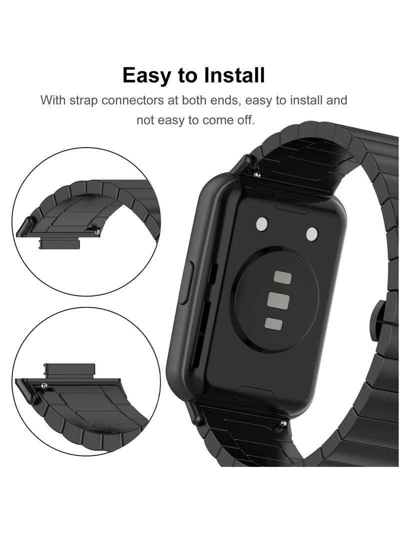 Generic - Stainless Steel Metal Strap for Huawei Watch Fit 2 - Ultra-Thin, Durable, Adjustable Replacement Band with Folding Clasp - Black Color - Image 1