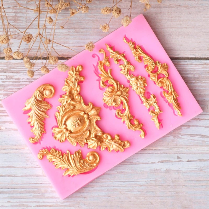 JOERSH 3Pcs Baroque Silicone Molds Scroll Silicone Baroque Mold Clay Molds Border Fondant Molds Candy Chocolate Molds for Wedding Birthday Cake Decoration - Image 5