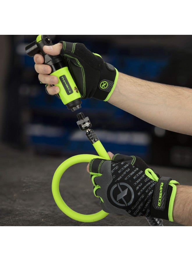 Flexzilla Swivel Whip Air Hose, 3/8 in. x 2 ft. (1/4" MNPT Ball Swivel x 1/4" FNPT Ends), Heavy Duty, Lightweight, Hybrid, ZillaGreen - HFZ3802YW2B - Image 4