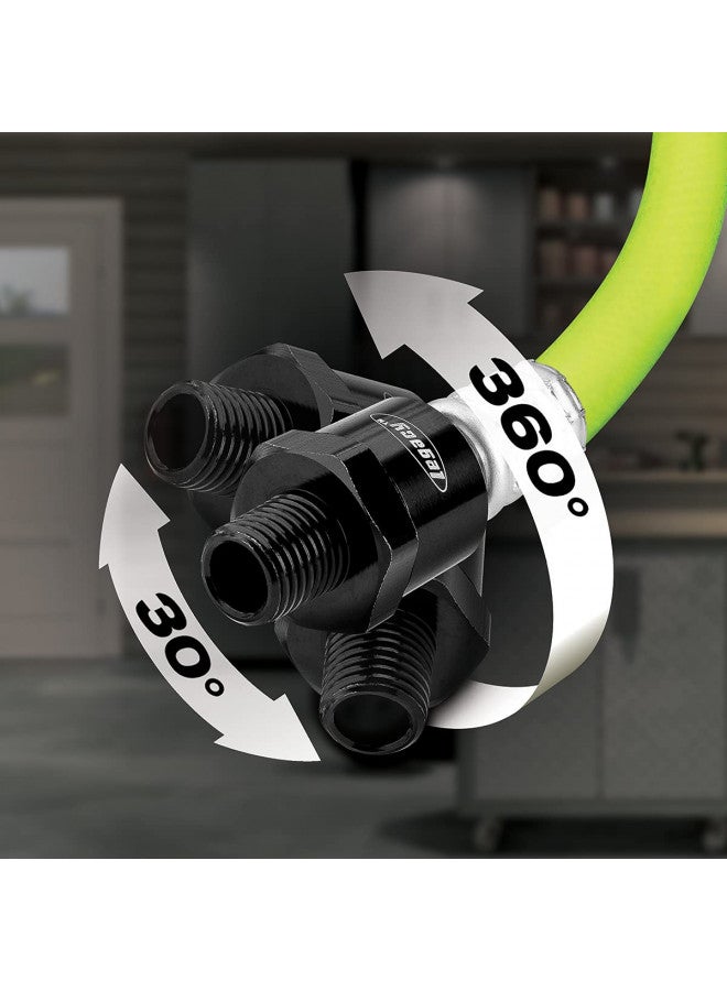 Flexzilla Swivel Whip Air Hose, 3/8 in. x 2 ft. (1/4" MNPT Ball Swivel x 1/4" FNPT Ends), Heavy Duty, Lightweight, Hybrid, ZillaGreen - HFZ3802YW2B - Image 2