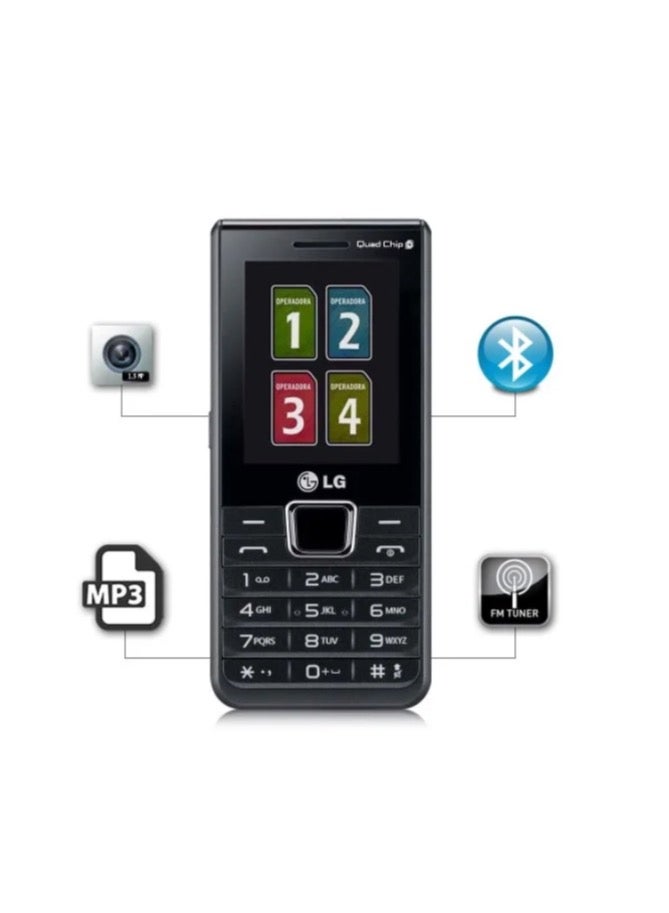 إل جي هاتف محمول رباعي الشريحة A395 بسعة 512MB RAM و 128MB ROM باللون الأسود - Image 4