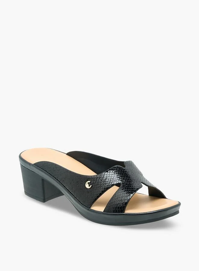 Le Confort BLACK Women Cross Strap Block Heel Sandals for Women | Best Price UAE
