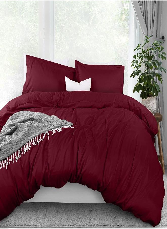 Utopia Bedding - Utopia Bedding Duvet Cover Queen Size Set - 1 Duvet Cover with 2 Pillow Shams - 3 Pieces Comforter Cover with Zipper Closure - Ultra Soft Brushed Microfiber, 90 X 90 Inches (Queen, Burgundy) - Image 1