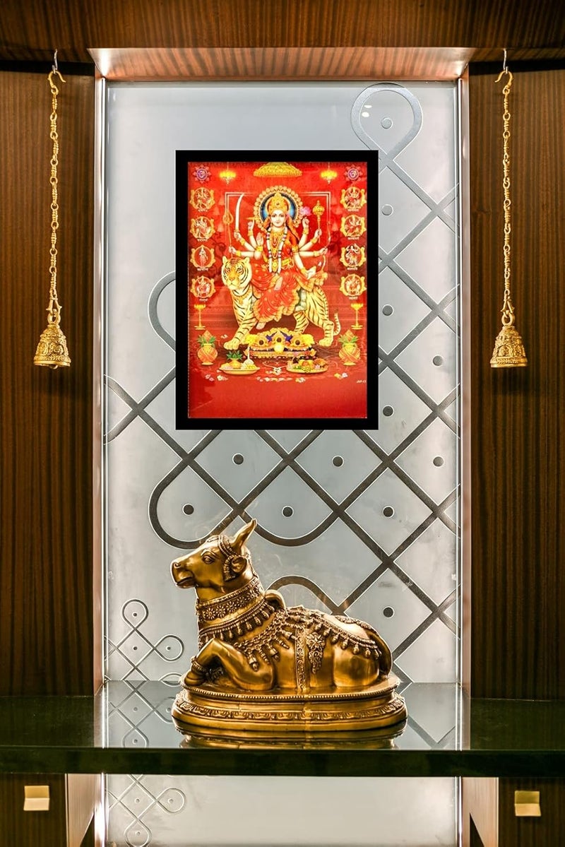 Suninow Suninow 3D nav Durga maa God Religious Black Colored Framed Painting for Wall and PoojaHindu Bhagwan Devi Devta Photo FrameGod Poster for Puja 35 x 26 cm - Image 3