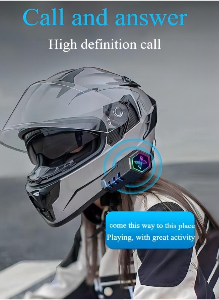 Generic Motorcycle helmet headsets, motorcycle helmet speakers, cool RGB dazzling lights, dual noise cancellation powerful bass/IPX6 waterproof helmet headsets, compatible with all helmets  - Image 3