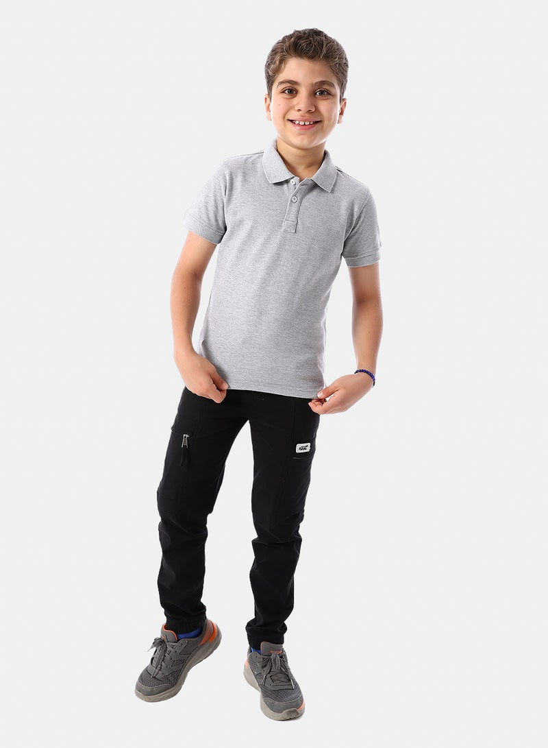 Andora Short Sleeves Pique Boys' Polo Shirt - Coin Grey - Image 5