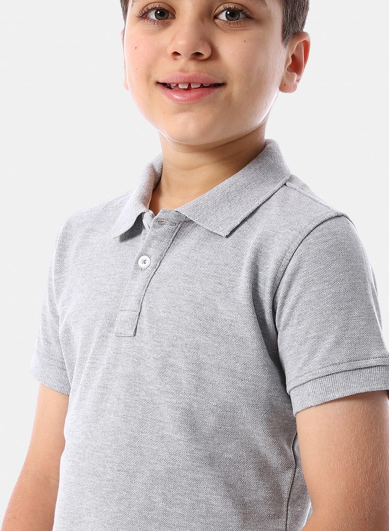 Andora Short Sleeves Pique Boys' Polo Shirt - Coin Grey - Image 4