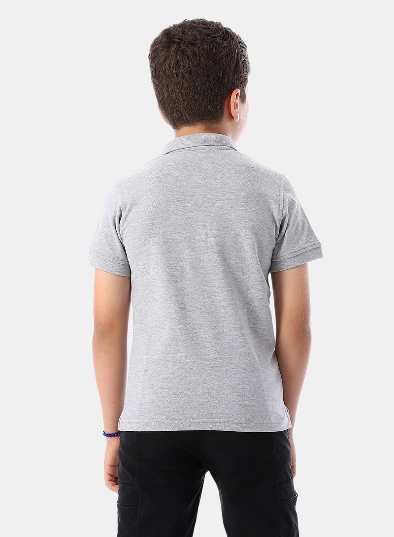 Andora Short Sleeves Pique Boys' Polo Shirt - Coin Grey - Image 3