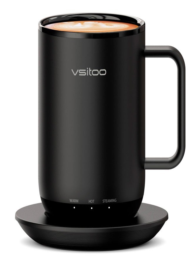 Vsitoo S3 Plus 14oz Heated Coffee Mug - Temperature Control Smart Mug with Mug Warmer, Auto-Sensing AI Heats Drinks to 120-150°F Hands-Free.Ideal for Home/Office/Gifts，Black - Image 1