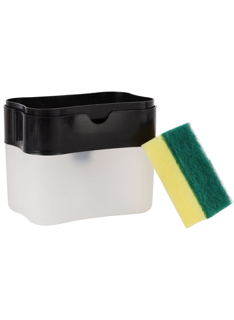 Royalford Soap Detergent Dispenser with Sponge Holder - RF10497, Versatile Refillable Dispenser, 2-in-1 Innovative Design with Sponge Scrubber, Effortless Dispensing and One Hand Use, Multi Color Grey & Clear - Image 3