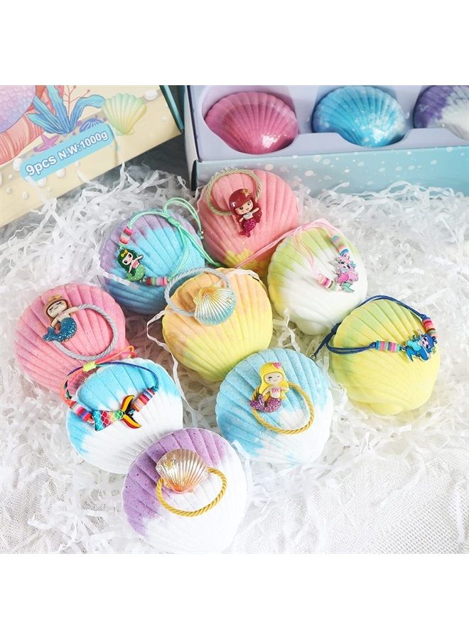BB Magic Shell Bath Bomb Gift Set for Kids, 9 Pack, with Little Mermaid for Girls, Organic Bath Bombs with Surprise Inside. - Image 3