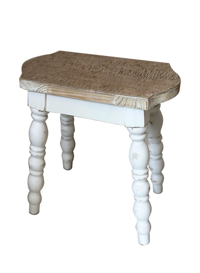dwellington Wooden Bathroom Farmhouse Step Stool, Wood Foot Stool for Adults Kids, Bedside Step Plant Stand for Kitchen - Image 1