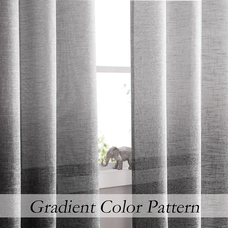 Central Park Ombre Light Filtering Door Curtain 100" Extra Wide Gradient Print on Rayon Blend Fabric Window Treatment for Sliding Patio Door with 14 Grommets, Cream White to Light Gray, 100" x 84", 1 Panel - Image 2