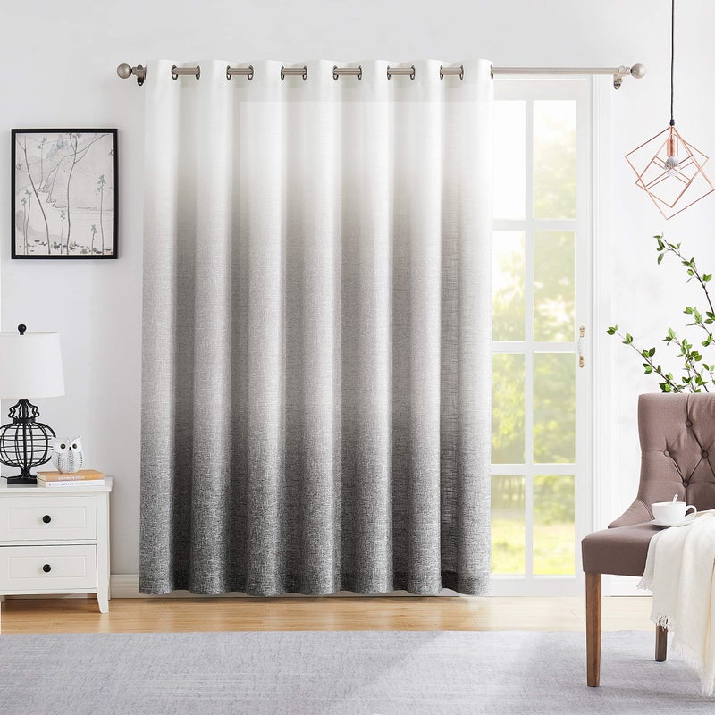 Central Park Ombre Light Filtering Door Curtain 100" Extra Wide Gradient Print on Rayon Blend Fabric Window Treatment for Sliding Patio Door with 14 Grommets, Cream White to Light Gray, 100" x 84", 1 Panel - Image 1