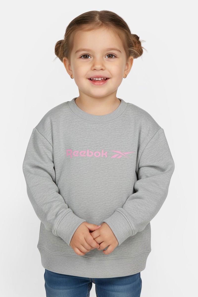 Reebok Toddlers Girl Brand Logo Long Sleeve Outdoor Sweatshirt, Grey - Image 1