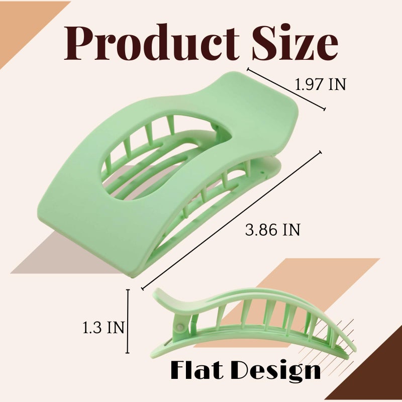 Drealoe 8 Pack Pastel Flat Hair Clips for Girls â€“ Large Cute Matte No-Slip Claw Clips for Thick & Thin Hair Pink, Blue, Green, Purple, Soft Color Aesthetic Hair Accessories for Teen or Preppy Style - Image 2