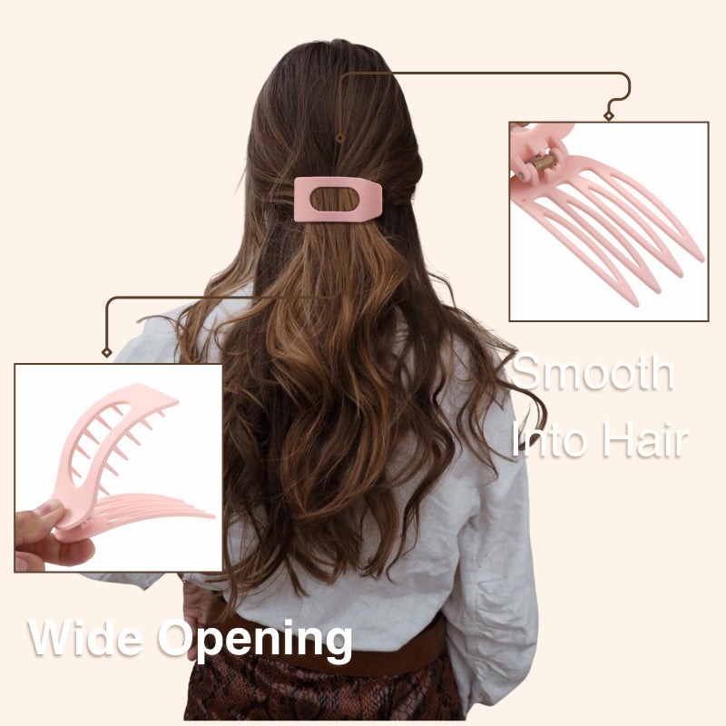 Drealoe 8 Pack Pastel Flat Hair Clips for Girls â€“ Large Cute Matte No-Slip Claw Clips for Thick & Thin Hair Pink, Blue, Green, Purple, Soft Color Aesthetic Hair Accessories for Teen or Preppy Style - Image 4