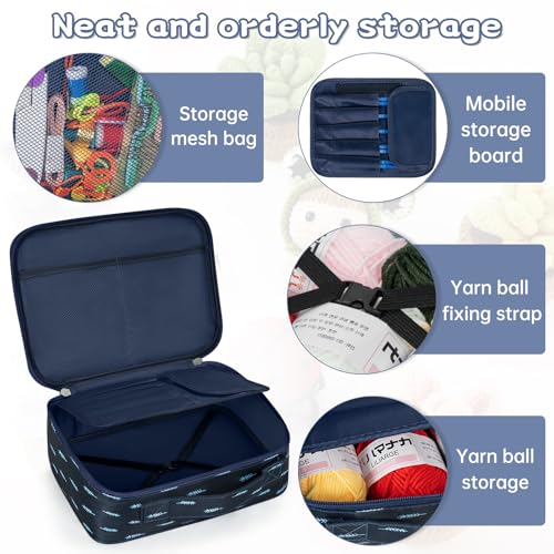 GMAK Crochet Kit for Beginners Adults, 59 PCS Crocheting Sets Include Yarn, Hooks and Tools, Portable Crochet Starter Kit for Making Variety Projects Crocheting Supplies, Navy Plume - Image 2