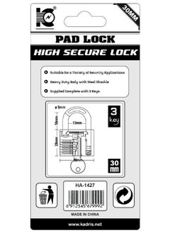 KADRIS Heavy-Duty Security Padlock HA-1427, Weather-Resistant in Solid Brass Lock 30MM - Padlock  shackle with Keys for Sheds, Storage Unit, School, Gym Locker, Fence, Toolbox, Hasp Storage  - Image 5