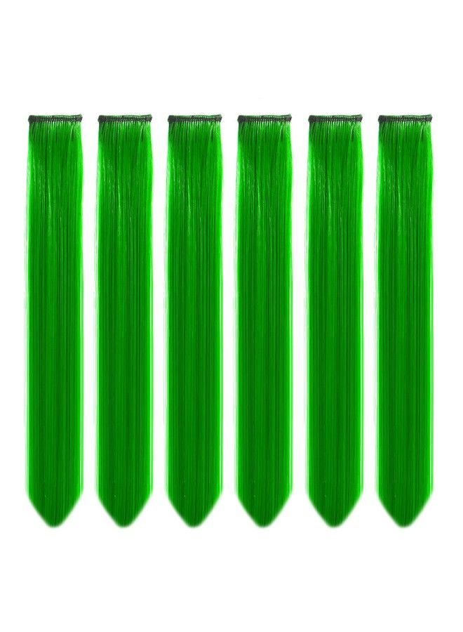 Paradise Hair Streak Colored Extension Highlighter For Women And Girls (Set Of 6 Pc) (Green)  - Image 1
